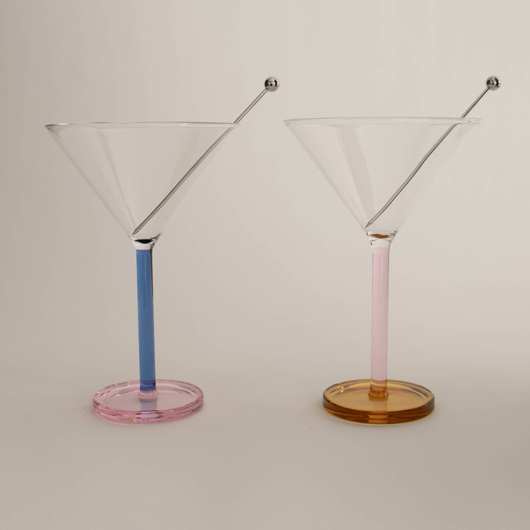 Two-Tone Cocktail Glass Pair - Blue and Pink