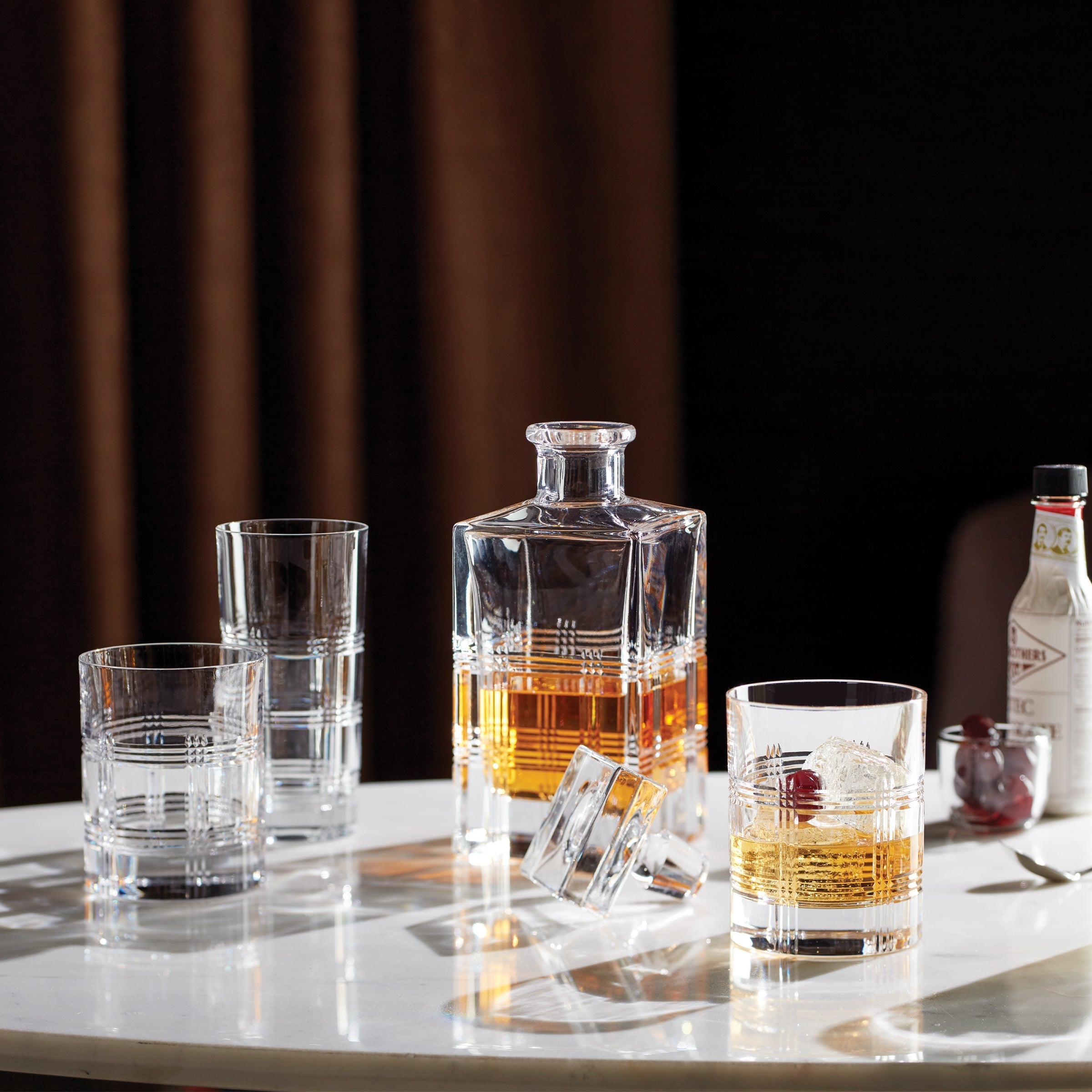 Plaid-Cut European Crystal Double Old Fashioned Glasses, Set of 4 - Image 2
