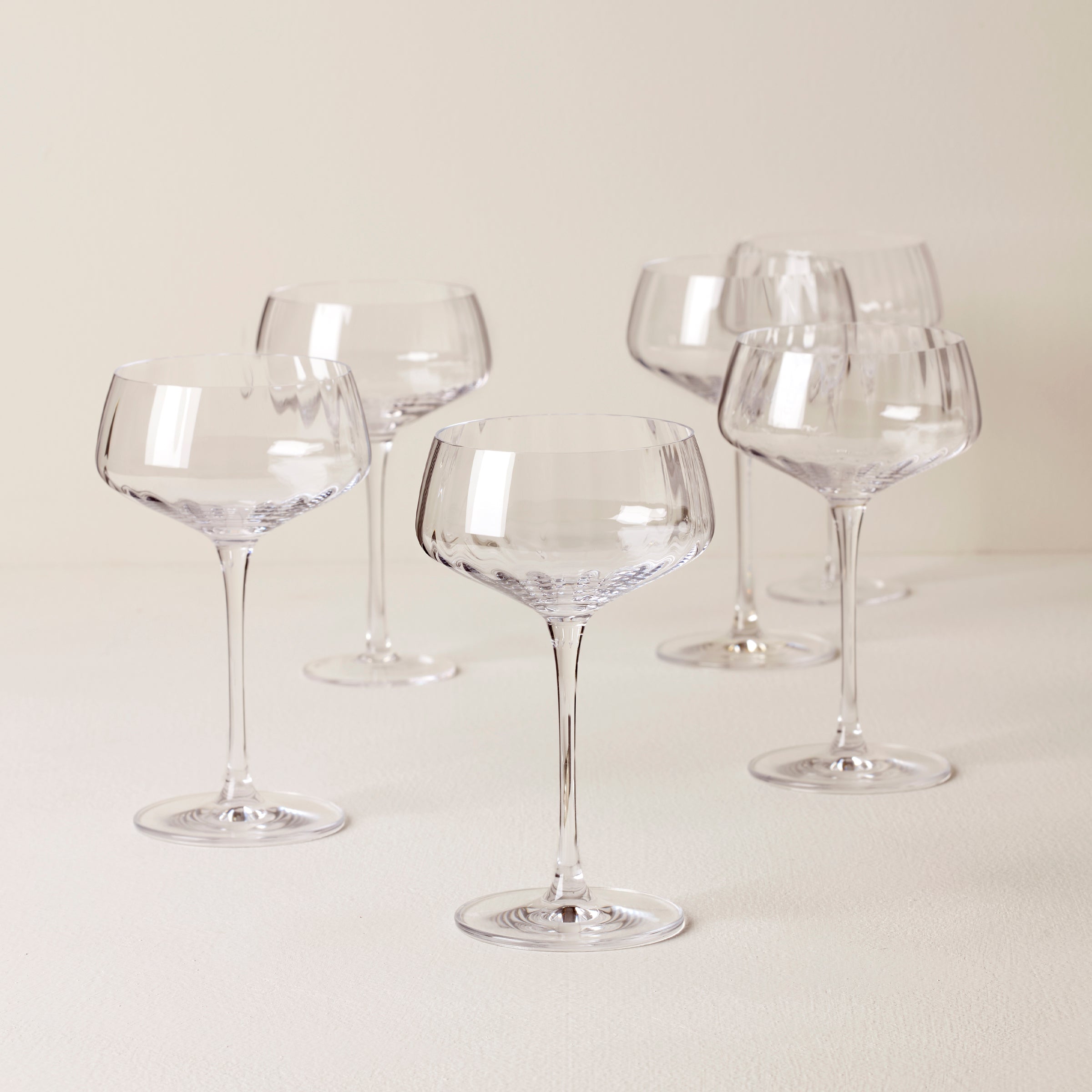 Angled Optic Coupe Glasses, Set of 6