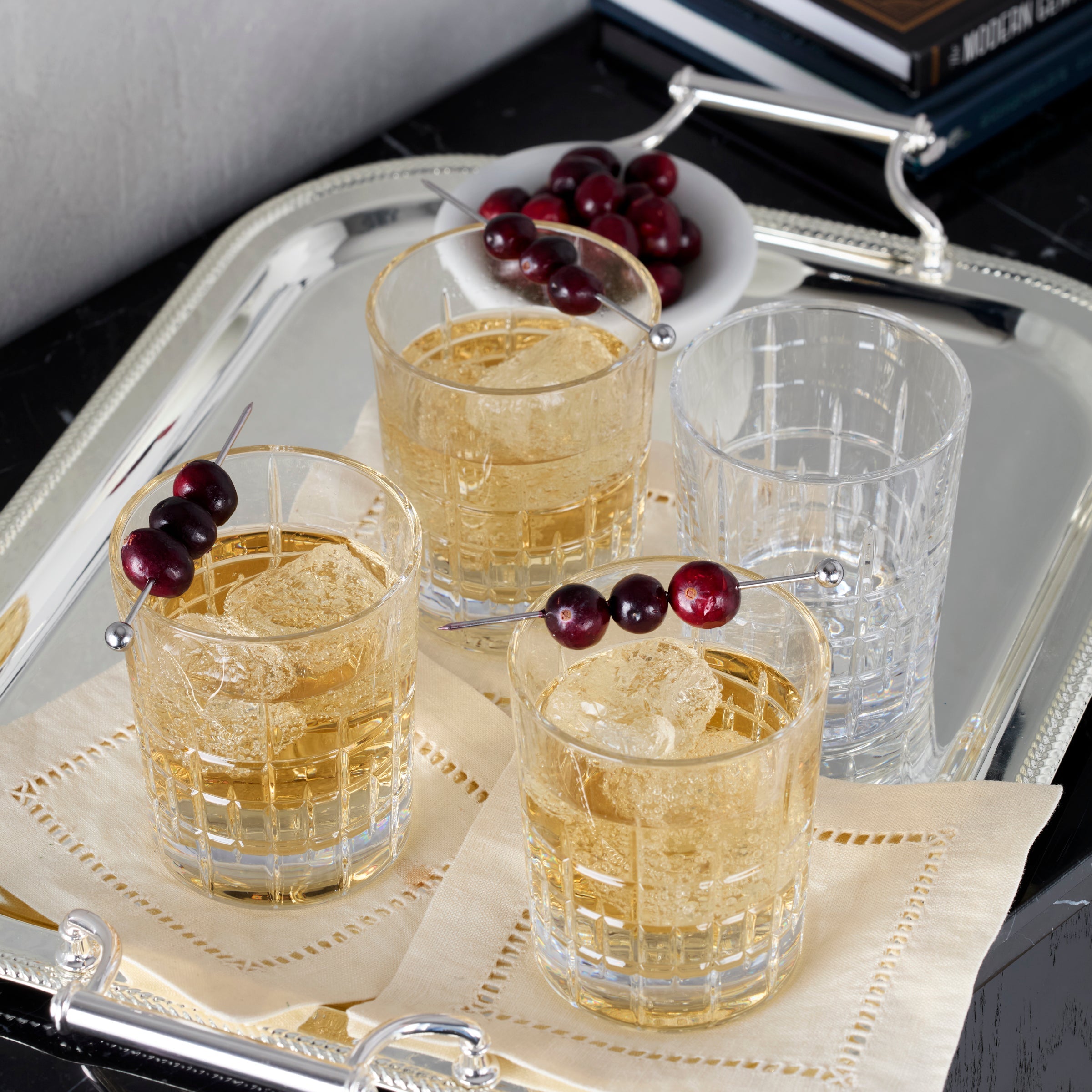 Crisscross Cut Double Old Fashioned Glasses, Set of 4 - Image 3