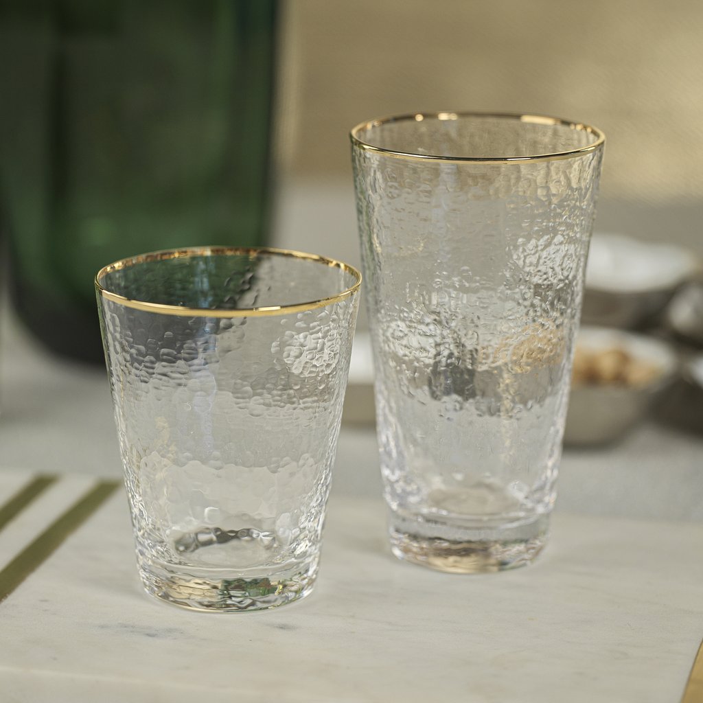 Hammered Tapered Gold Rim Glass Collection - Image 2