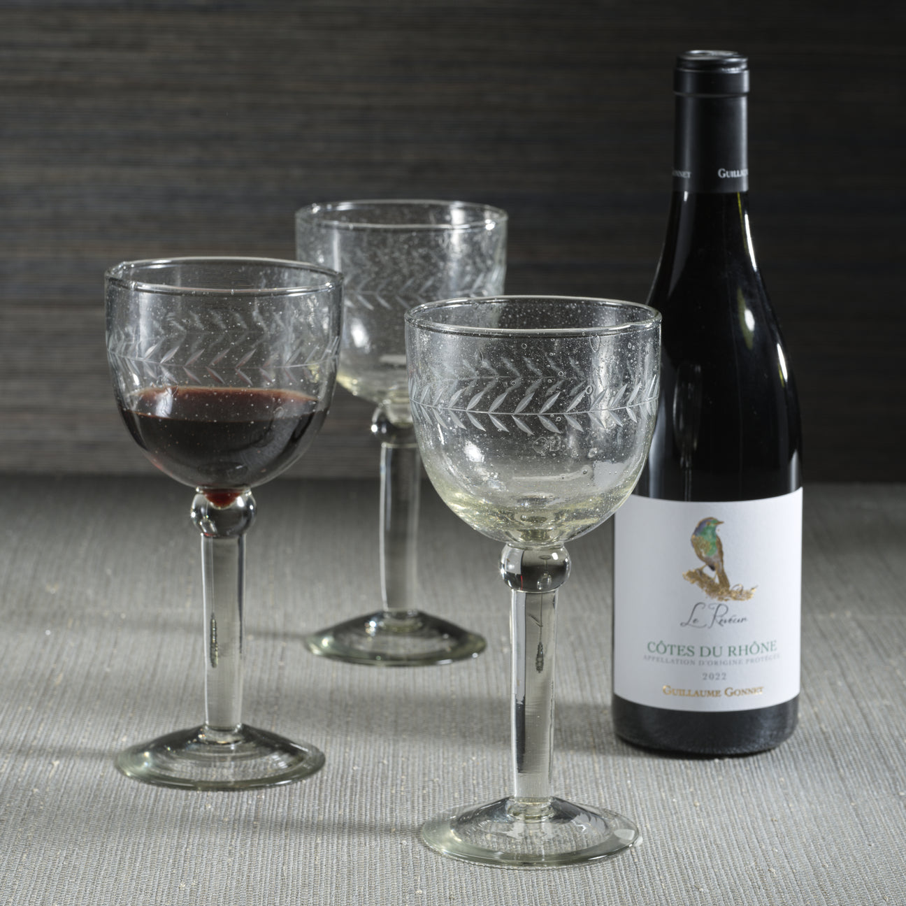 Handmade Etched Wine Goblet