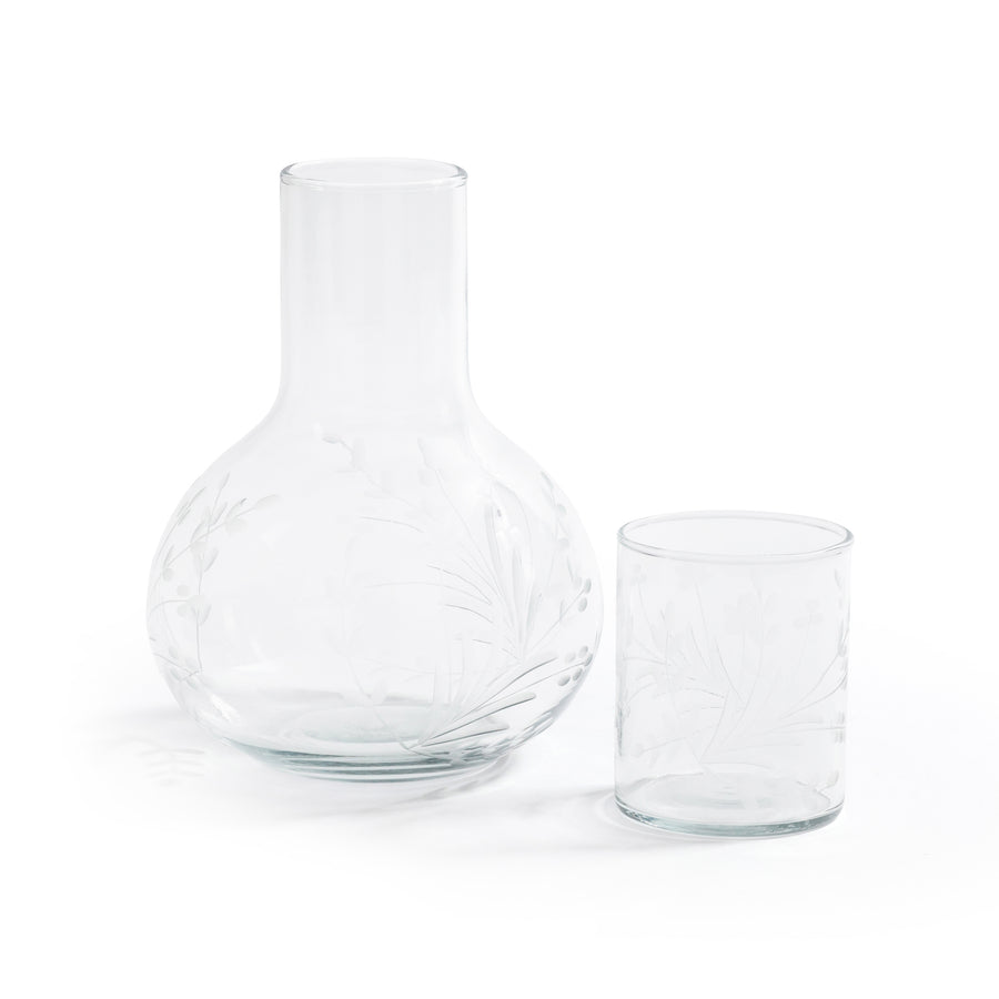 Etched Botanical Glass Carafe & Tumblers - Image 4