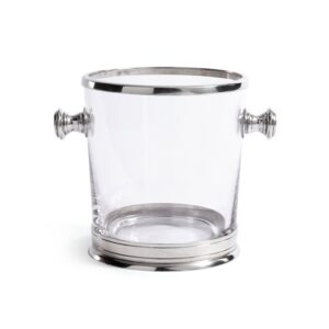Pewter and Glass Ice Bucket with Side Handles