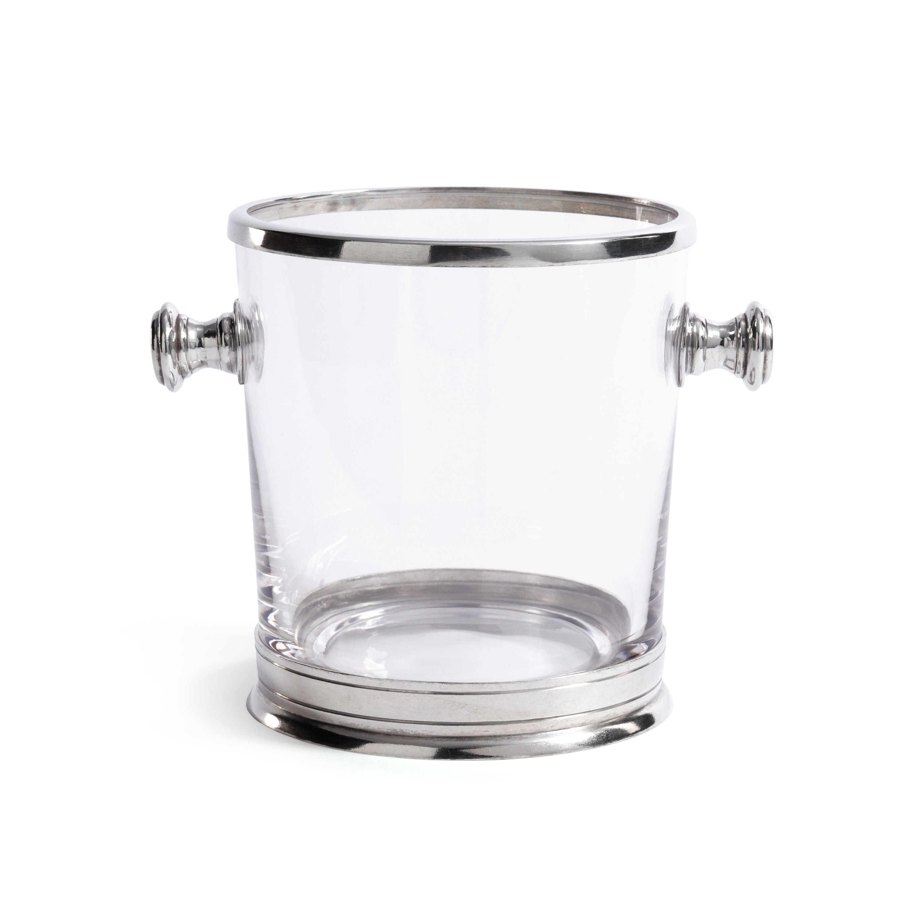 Pewter and Glass Ice Bucket with Side Handles