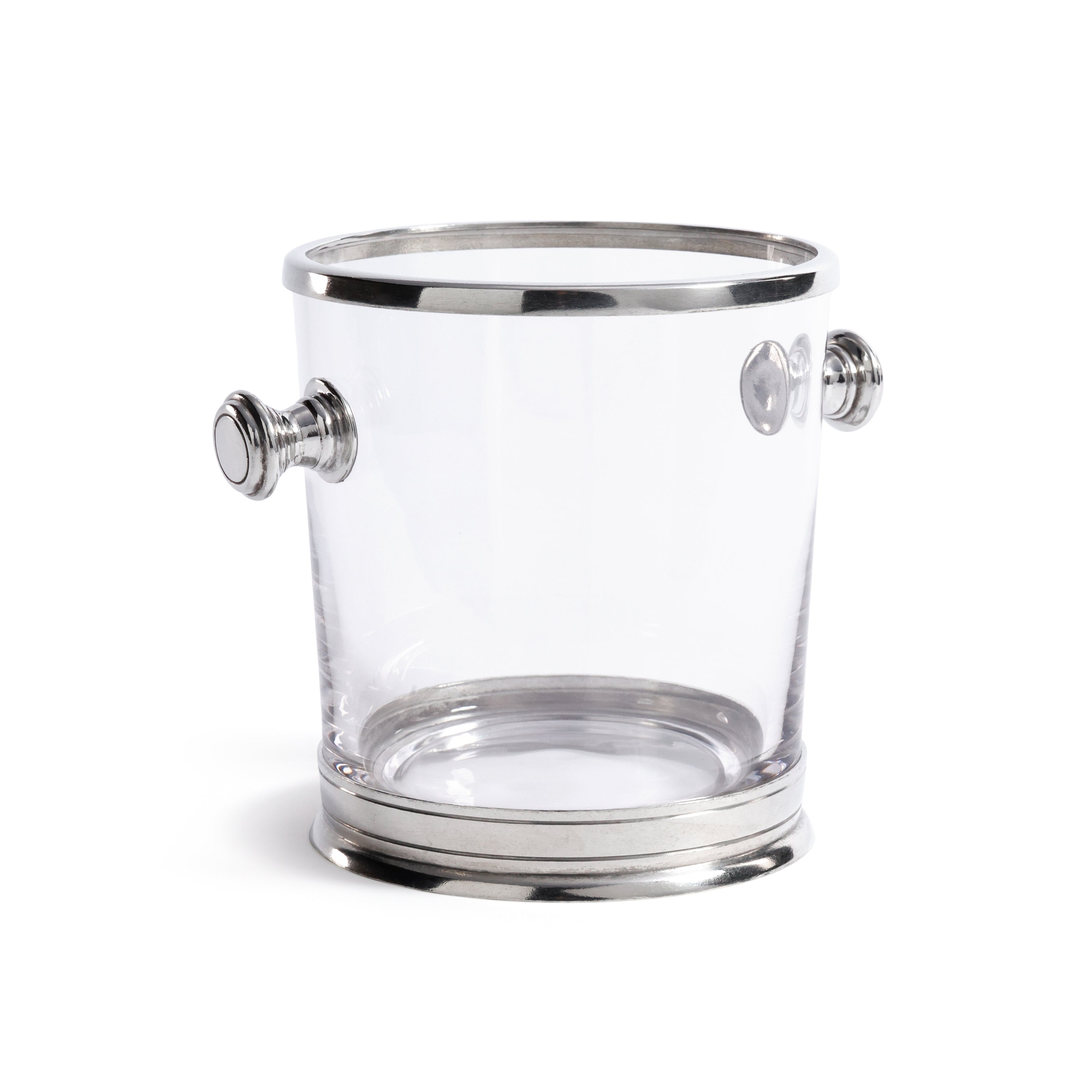 Pewter and Glass Ice Bucket with Side Handles - Image 2